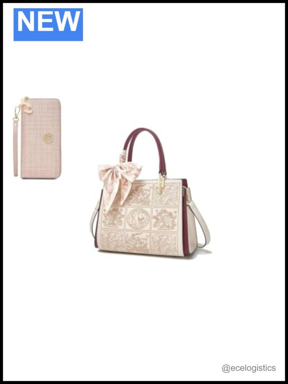 Medium Tote Bag with Adjustable Strap & Matching Leather Wallet Set